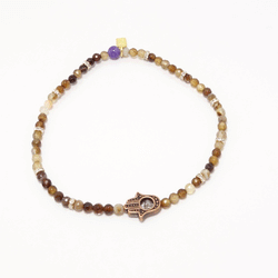 Multi Brown Agate Hamsa Ankle Bracelet