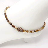 Multi Brown Agate Hamsa Ankle Bracelet