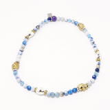 Sea Blue Agate Skull Ankle Bracelet