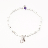 White and Grey Agate OM Charm Ankle Bracelet