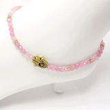Baby Pink Jade Hamsa Ankle Bracelet