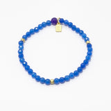 Light Royal Blue Beaded Bracelet/Gold