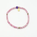 Baby Pink Agate Beaded Bracelet/Gold