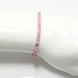 Baby Pink Agate Beaded Bracelet/Gold