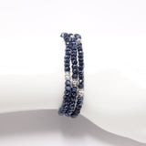 Midnight Blue Silver Triple Wrap Bracelet