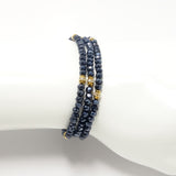 Midnight Blue Gold Triple Wrap Bracelet