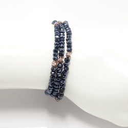 Midnight Blue Rose-Gold Triple Wrap Bracelet