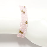 Shiny Pink Gold Crystal Triple Wrap Bracelet