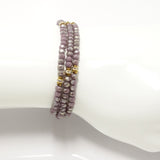 Sparkle Eggplant Gold Crystal Triple Wrap Bracelet