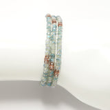 Green/Blue Rose Gold Crystal Triple Wrap Bracelet