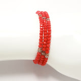 Fire Red Rose-Gold Crystal Triple Wrap Bracelet