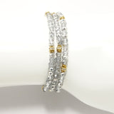 Silver/Clear Gold Crystal Triple Wrap Bracelet