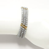 Light Denim Gold Crystal Triple Wrap Bracelet