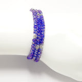 Shiny Blue Silver Crystal Triple Wrap Bracelet