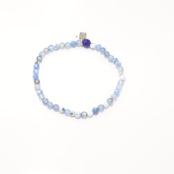 Baby Blue & White/Silver Beaded Bracelet