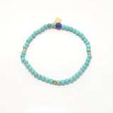 Wood Turquoise/Gold Beaded Bracelet