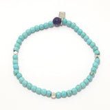 Wood Turquoise/Silver Beaded Bracelet