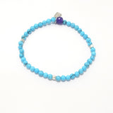 Bright Blue Turquoise/Silver Beaded Bracelet