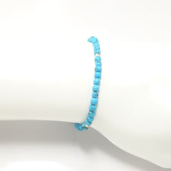 Bright Blue Turquoise/Silver Beaded Bracelet