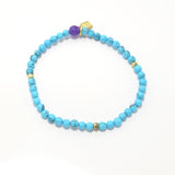 Bright Blue Turquoise/Gold Beaded Bracelet