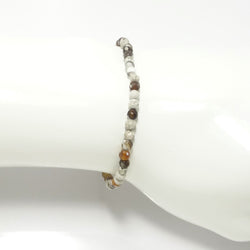 Brown & White/Silver Beaded Bracelet