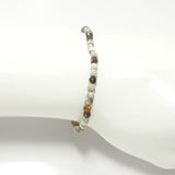 Brown & White/Silver Beaded Bracelet