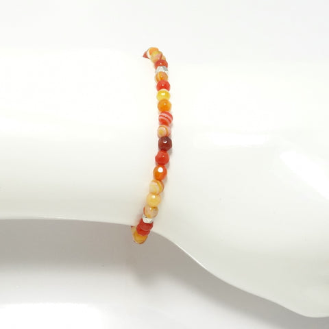 Bright Orange & White/Silver Beaded Bracelet