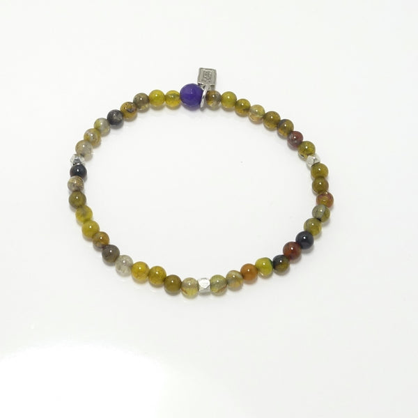 Multi Yellow/Silver Beaded Bracelet