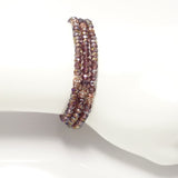 Sheer Magenta Rose-Gold Crystal Triple Wrap Bracelet