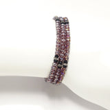 Sheer Magenta Black Crystal Triple Wrap Bracelet