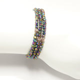 Rainbow Metallic Rose-Gold Crystal Triple Wrap Bracelet