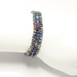 Rainbow Metallic Silver Crystal Triple Wrap Bracelet