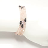 Shiny Pink Black Crystal Triple Wrap Bracelet