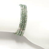 Sheer Green Silver Crystal Triple Wrap Bracelet