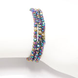 Rainbow Metallic Gold Crystal Triple Wrap Bracelet