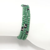 Deep Mist Green Black Crystal Triple Wrap Bracelet