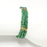 Shiny Green Gold Crystal Triple Wrap Bracelet