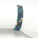 Green Metallic Rose-Gold Crystal Triple Wrap Bracelet