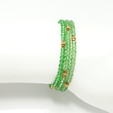 Shiny Green Gold Crystal Triple Wrap Bracelet