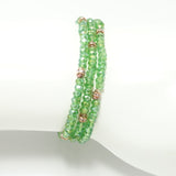 Shiny Green Rose-Gold Crystal Triple Wrap Bracelet