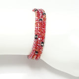 Shiny Red Black Crystal Triple Wrap Bracelet