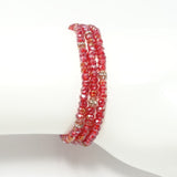 Shiny Red Rose-Gold Crystal Triple Wrap Bracelet