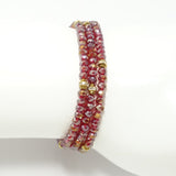 Shiny Red Gold Crystal Triple Wrap Bracelet