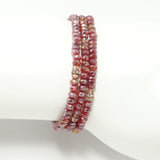 Frosted Red Rose-Gold Crsytal Triple Wrap Bracelet