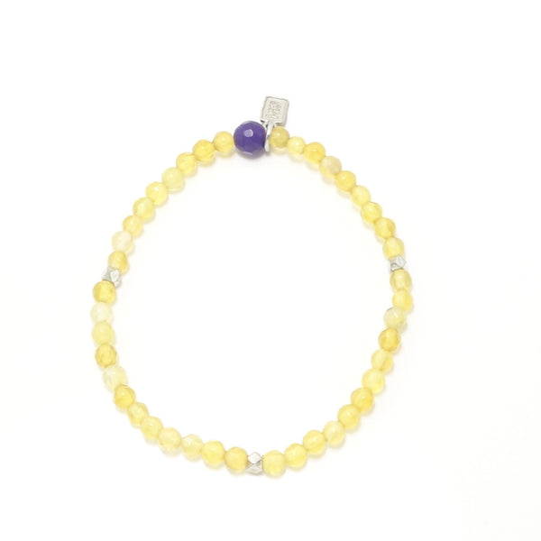 Sheer Mustard Yellow/Silver Beaded Bracelet