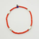 Coral Agate Pearl Ankle Bracelet