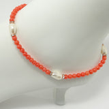 Coral Agate Pearl Ankle Bracelet