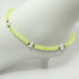 Neon Yellow White Spike Ankle Bracelet