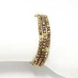 Metallic Brown/Gold Crystal Triple Wrap Bracelet