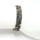 Hematite-Clear/Gold Crystal Triple Wrap Bracelet